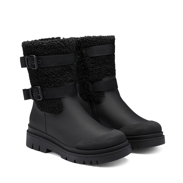 Waterproof Fur Lining Mid Calf Snow Boots - BLACK - 2